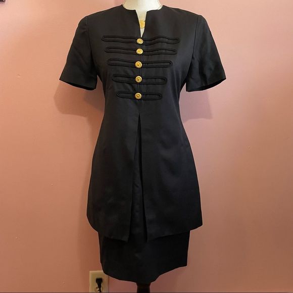 Evan Picone Dresses & Skirts - Vintage Evan Picone Nautical Style Little Black Dress Midi Classic High Quality